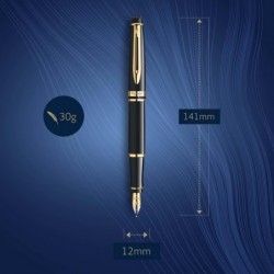 Waterman Expert Füllfederhalter, glänzend schwarz, mit 23 Karat Goldbesatz, feine Feder, Geschenkbox