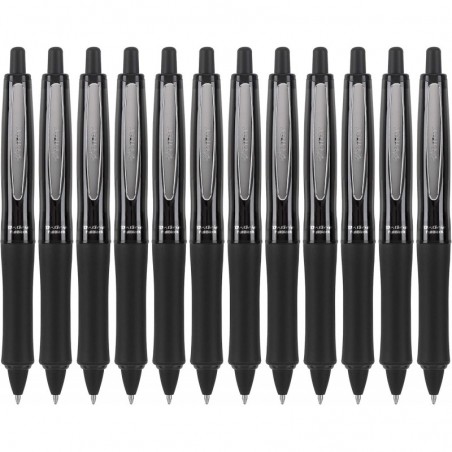 Pilot Dr. Grip FullBlack Nachfüllbare und einziehbare Kugelschreiber, mittlere Spitze, schwarze Tinte, 12er-Pack (36197)