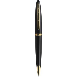 Waterman Carène Black Sea Kugelschreiber, Hochglanzschwarz & 23 Karat Gold-Clip, mittlere Spitze mit blauer Tintenpatrone, Geschenkbox