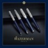 Waterman Expert Tintenroller | Metall und blauer Lack | Geformte Kappe | Schwarze Tinte | Geschenkbox