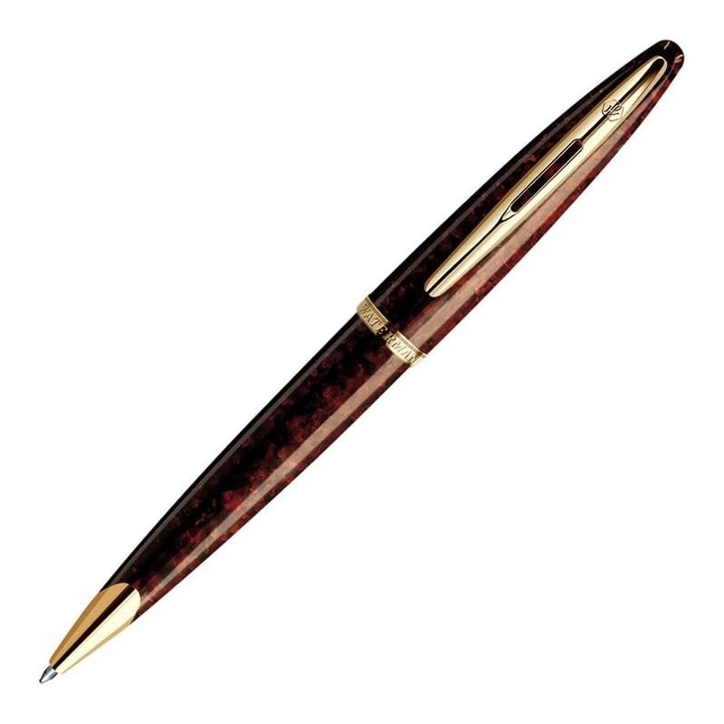 Waterman Carène Kugelschreiber | Marine-Bernstein mit 23-Karat-Gold-Clip | Mittlere Spitze mit blauer Tintenpatrone | Geschenkbox