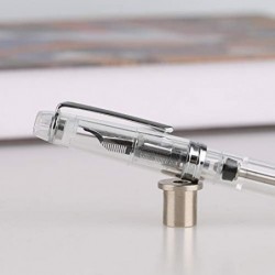 Asvine Penbbs 268 Vakuumfüllfederhalter, transparenter Acryl-Kolbenabsorptionstintenstift mit Geschenkbox, mittlere Feder