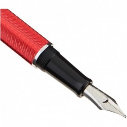 Conklin Herringbone Signature Füllfederhalter–breite JoWo-Feder, rot mit Chromverzierung