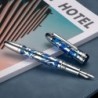 Asvine P80 Kolbenfüllungs-Füllfederhalter Stift mit extra feiner Feder, transparentes blaues Acryl-Stiftetui mit Spinnenskelett und Schraubenschlüssel-Set