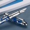 Asvine P80 Kolbenfüllungs-Füllfederhalter Stift mit extra feiner Feder, transparentes blaues Acryl-Stiftetui mit Spinnenskelett und Schraubenschlüssel-Set