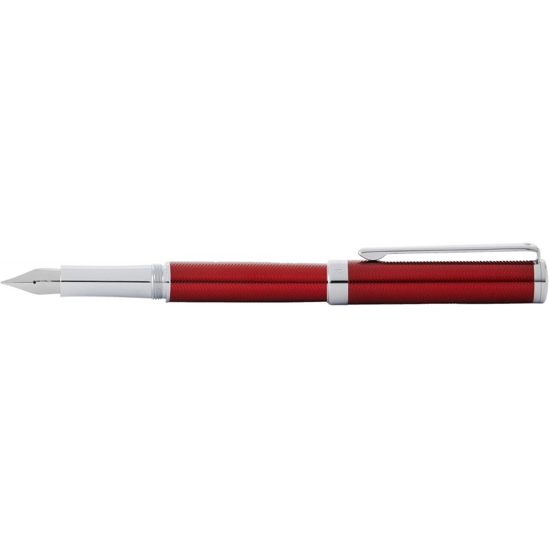 Sheaffer Intensity gravierter roter Lack mit Chromverzierung und mittlerer Feder, Füllfederhalter mit roter Tintenflasche, Geschenkset