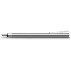 Faber-Castell Neo Slim 342001 Füllfederhalter, Feder F, glänzender Edelstahl, Silber, 1 Stück