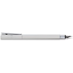 Faber-Castell Neo Slim 342001 Füllfederhalter, Feder F, glänzender Edelstahl, Silber, 1 Stück