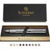 Scriveiner Silberchrom-Füllfederhalter (mittel), preisgekrönter Luxusstift, schwerer Taschenstift, Chrom-Finish, Schmidt-Feder, Konverter, bestes EDC-Schreibstift-Geschenkset für Männer und Frauen, schöner, schicker Bürostift