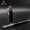 ARTEX Stilvoller Füllfederhalter: Luxuriös, elegant, deutsche F-Feder, Geschenk für Männer und Frauen, professionell, geschäftsführend, Metall, Geschenkbox (Schwarz/Silber (Leopard))