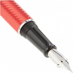 Conklin Herringbone Signature Füllfederhalter – Flex JoWo-Feder, Rot mit Chromverzierung, flexibles graviertes Design, nachfüllbar für ausdrucksstarkes Schreiben, ideales Geschenk für Stiftliebhaber