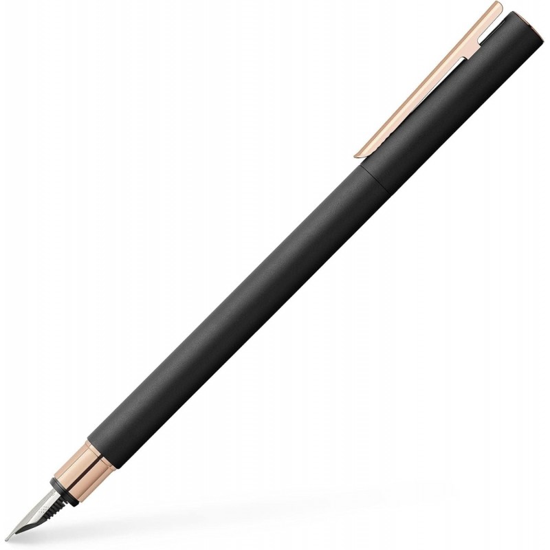 Faber-Castell NEO Slim Füllfederhalter Metall Schwarz, Roségold-Feder EF Roségold