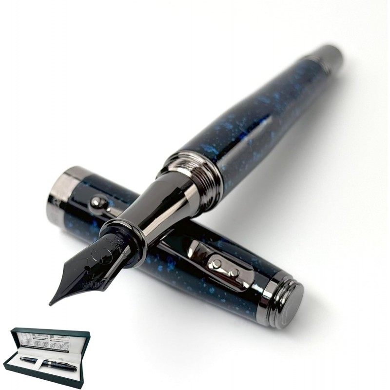 Monteverde Invincia Vega Starlight Blue Füllfederhalter – extra feine Feder, künstlerisches Design, Präzisionsschreibgerät