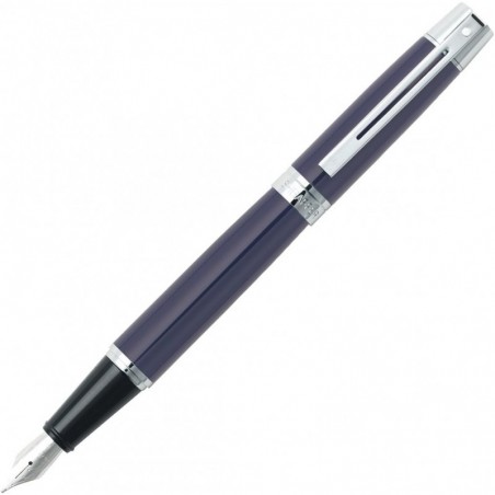 Sheaffer 300 Füllfederhalter mit Chromplattenverzierung, feine Feder, glänzendes Blau (E0932843)