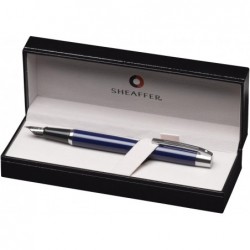 Sheaffer 300 Füllfederhalter mit Chromplattenverzierung, feine Feder, glänzendes Blau (E0932843)