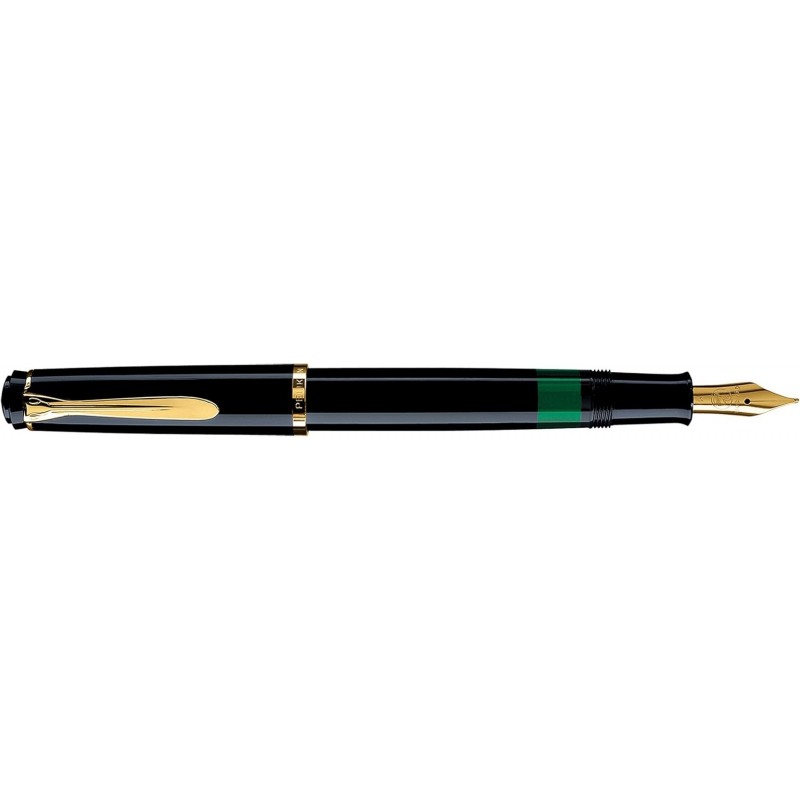 Pelikan Classic M 200 983072 Kolbenfüllfederhalter, vergoldete Edelstahlfeder/Federbreite B/Schwarz