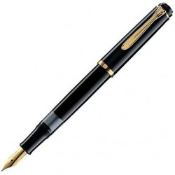 Pelikan Classic M 200 983072 Kolbenfüllfederhalter, vergoldete Edelstahlfeder/Federbreite B/Schwarz