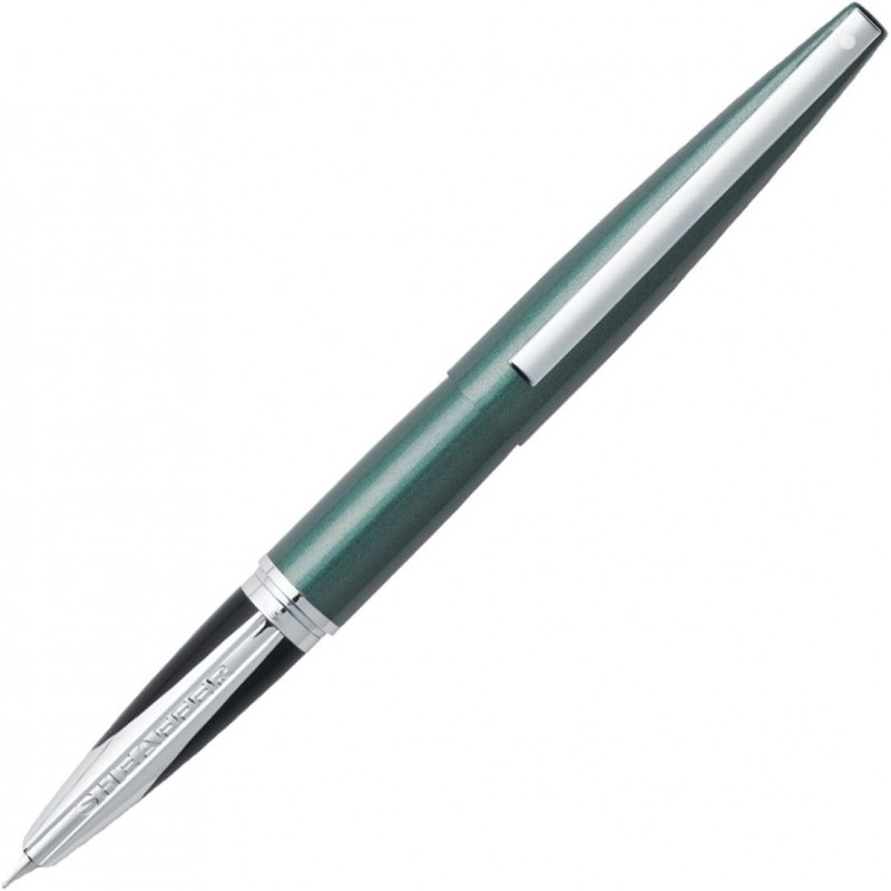 Sheaffer Taranis Füllfederhalter mit mittlerer Feder, waldgrün, Chromrand (E0944653-PB2)