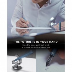 novium Hoverpen Future Edition – Füllfederhalter aus Metall, feine Feder, futuristische Ästhetik, Luxus-Schreibtischstift, frei drehender Executive-Stift, Signierstift, Geburtstagsgeschenke für Männer und Frauen (Nebelblau)