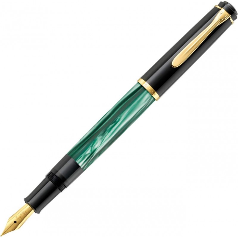 Pelikan Souverän M200 Füllfederhalter, feine Feder, grüner Marmor, je 1 Stück (994095)