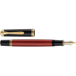 Pelikan Souverän M 600 928820 Kolbenfüllfederhalter mit zweifarbiger Goldfeder 14 Karat / 585 Federbreite M/schwarz und roter Stiftkörper