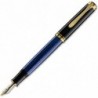 Pelikan Souverän M600 Füllfederhalter, 14-Karat-Gold extra feine Feder, schwarz/blauer Schaft mit goldenen Akzenten (995308)