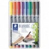 Staedtler Lumocolor Universalstift, Filzspitze, Permanentmarker, Schachtel mit 8 Stiften in verschiedenen Farben, 0,4 mm 313 WP8