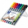 Staedtler Lumocolor Universalstift, Filzspitze, Permanentmarker, Schachtel mit 8 Stiften in verschiedenen Farben, 0,4 mm 313 WP8