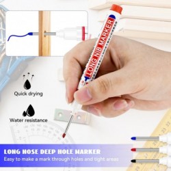 yuntop 15 Stück Marker mit langer Spitze, vielseitig einsetzbar, wasserdicht, für tiefe Löcher, Tischlerei, bunter Markierstift für Baubeschläge, Dekoration, Holzbearbeitung (rot, schwarz, blau)