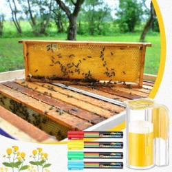 Qualirey 5-teiliges Bienenköniginnen-Markierungsset, 1 Markierungsflasche, 4 farbige Markierungsstifte, Imkereibedarf, Markierungswerkzeuge für Imker, Bienenköniginnenfänger, Einhand-Königinnenmarkierung, unverzichtbare Ausrüstung für Imker