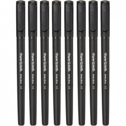 Paper Mate Write Bros Kugelschreiber, schwarze Tinte mit schwarzem Schaft, 1 mm mittlere Spitze, 8er-Pack (2140570)