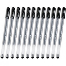 12-teiliges Tintenroller-Set mit feiner Spitze – 0,5 mm Gel-Tintenstift mit Rundspitze, nicht verlaufend, für Prüfungen, Bibeltagebuch, Notizen, Skizzieren, Schreiben, glatt und sprungfest, schwarze Tinte