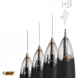 Bic 4-Farben-Kombination aus Stift und Bleistift, 3 Kugelschreiber Medium 1,0 mm Blau, Schwarz, Rot, 1 Druckbleistift, 12 Minen Medium 0,7 mm, 1 pro Packung, 1 Packung