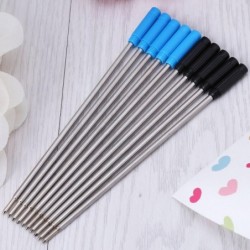 10 Stück schwarze/blaue Minen, 0,5 mm Spitze, schreiben reibungslos, Kugelschreiberminen, Länge 4,5 Zoll, für Büro, Frauen und Männer, Tintenroller, Schwarz