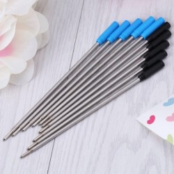 10 Stück schwarze/blaue Minen, 0,5 mm Spitze, schreiben reibungslos, Kugelschreiberminen, Länge 4,5 Zoll, für Büro, Frauen und Männer, Tintenroller, Schwarz