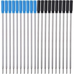 10 Stück schwarze/blaue Minen, 0,5 mm Spitze, schreiben reibungslos, Kugelschreiberminen, Länge 4,5 Zoll, für Büro, Frauen und Männer, Tintenroller, Schwarz