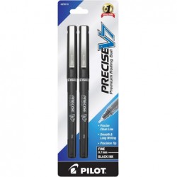 PILOT Precise V7 Stick Flüssigtinte Rolling Ball Stifte, feine Spitze (0,7 mm), schwarze Tinte, 2er-Pack (25010)