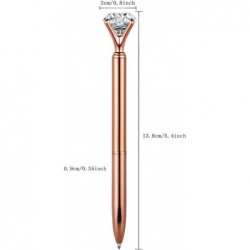 Stift + 5 Minen, Roségold-Stift mit großem Diamanten/Kristall – Metall-Kugelschreiber in Roségold, Bürobedarf – schwarze Tinte (Roségold)