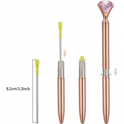 Stift + 5 Minen, Roségold-Stift mit großem Diamanten/Kristall – Metall-Kugelschreiber in Roségold, Bürobedarf – schwarze Tinte (Roségold)