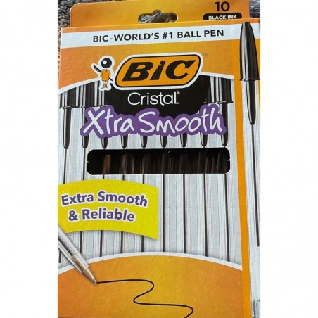 BIC Cristal Kugelschreiber, mittlere Spitze, durchscheinender Schaft, schwarze Tinte, Packung mit 10 Stiften