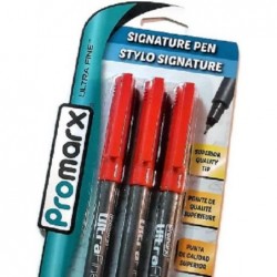 Promax Ultra Fine 0,5 Signature Pen, rote Tinte, 3er-Pack