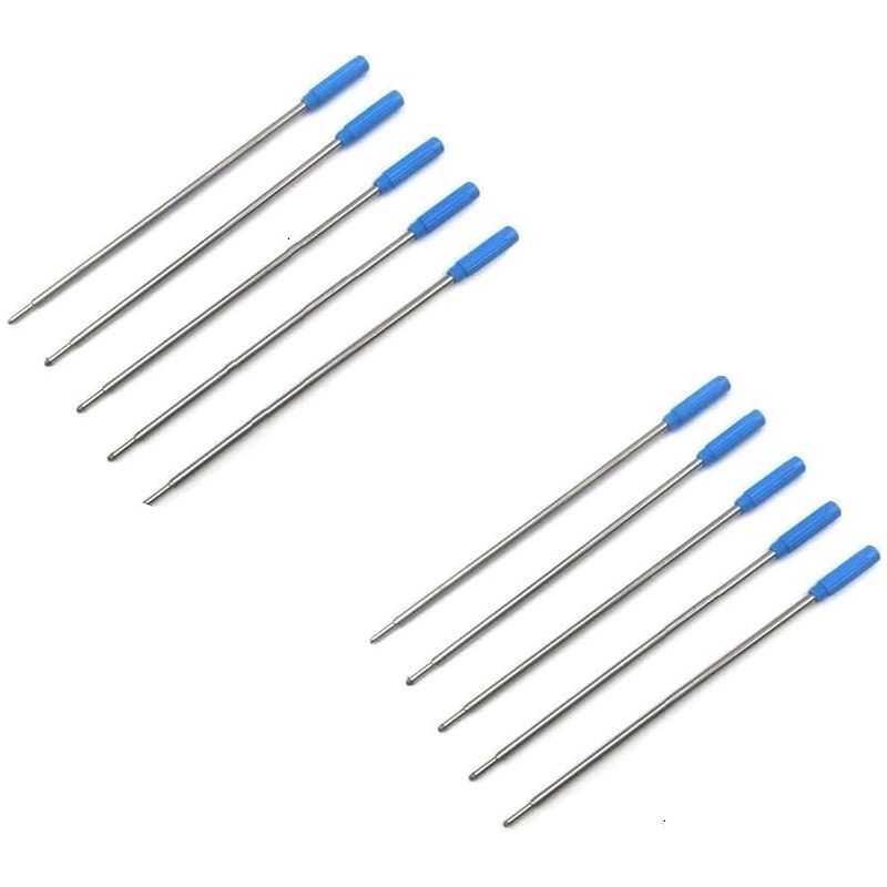 10 Stück blaue Kugelschreiberminen aus Metall, 1,0 mm Länge, 11,6 cm kurz, Großhandelsstift-Ersatz, schwarz, B0Q9, blaue Mine, Stahlminen, Stifte und Minen, Schreib- und Korrekturzubehör