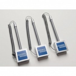 Sicherer Stift mit Spiralkette, Stifthalter fürs Büro, selbstklebende Rückseite, für Rezeption, Theke, Kasse, Schreibtisch, 3er-Set mit schwarzen Tintenstiften, Amex, Silber