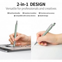 Personalisierte Stifte mit Stylus – Personalisierter Name eingraviert – Ideales Geschenk für Büro, Lehrer und Studenten – Schwarze Tinte – Logo- und Nachrichtenaufdruck möglich, Morandi Beige, 5 Stück