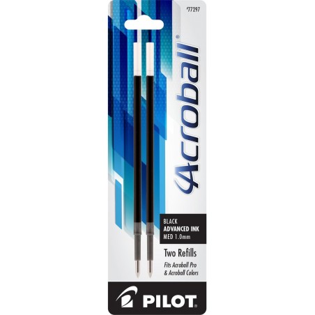 PILOT Acroball Advanced Tintenmine für Druckkugelschreiber, mittlere Spitze, schwarze Tinte, 2er-Pack (77297)