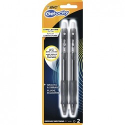 BIC Gelocity Original Gelstifte in Schwarz, mittlere Spitze (0,7 mm), 2er-Packung, einziehbare Gelstifte mit bequemem Griff