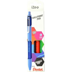 Pentel IZee BX470-4 Kugelschreiber, einziehbarer Metallclip, 1,0 mm Strichstärke, 4er Set, schwarz, rot, blau, grün