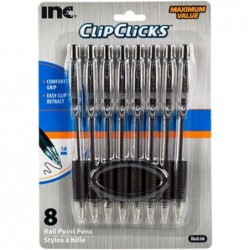 Druckkugelschreiber mit Clip Click, 1,0 mm schwarze Tinte, 8er-Set