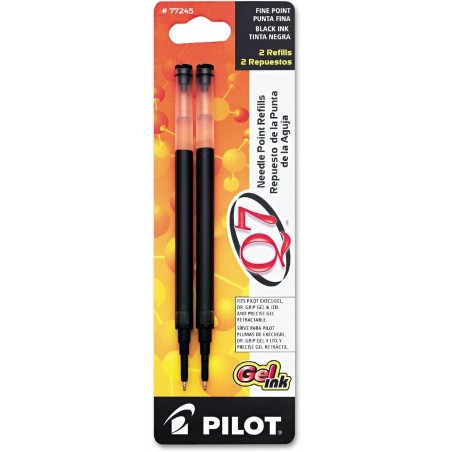 Pilot Q7 Gel-Tinten-Mine für einziehbaren Kugelschreiber mit Nadelspitze, feine Spitze, schwarze Tinte, 2er-Pack (77245)