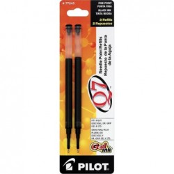 Pilot Q7 Gel-Tinten-Mine für einziehbaren Kugelschreiber mit Nadelspitze, feine Spitze, schwarze Tinte, 2er-Pack (77245)